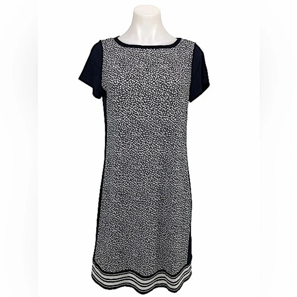 MICHAEL Michael Kors Navy Dainty Floral Cap Sleeve Shift Dress Size Medium